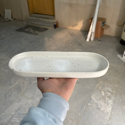 Leftover NV Oval Small Platter 12"x4.8" ( Snow Cocoa )