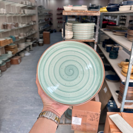 Leftover 8 inch Classic Plate ( Narrow Breeze with brown rim Brown Specks )