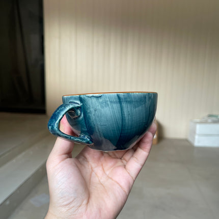 Leftover D Handle Coffee Cup Small ( Peacock Green Colorline ) ( 220 ml )