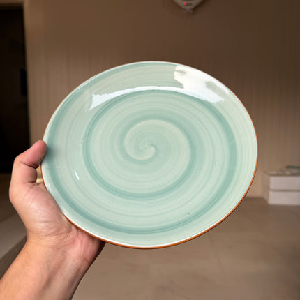 Leftover 8.5 inch Rimless Plate ( Teal Colorline with NO specks )