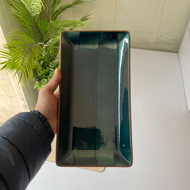 leftover 11.5"x6" Rectangular Platter ( Peacock Green Colorline )