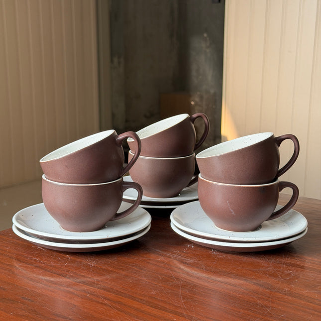 Leftover SS Cup Saucer Set ( Cocoa ) 6 cups 6 saucers ( 200ml )