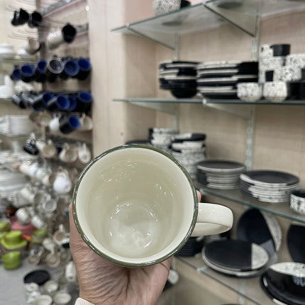 Leftover 005 Mug ( Glossy off-white with dark green specks ) ( 350 ml )