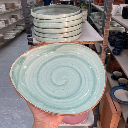 Leftover 11" x 9" Triangular Platter ( Teal Colorline )