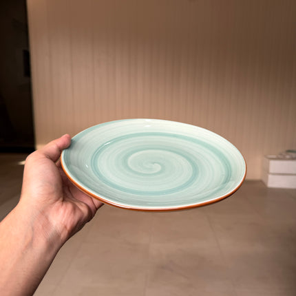 Leftover 8.5 inch Rimless Plate ( Teal Colorline with NO specks )