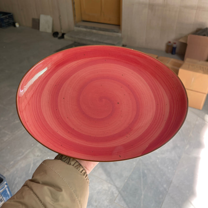 Leftover 11 inch Rimless Rice Dish ( Red Colorline )