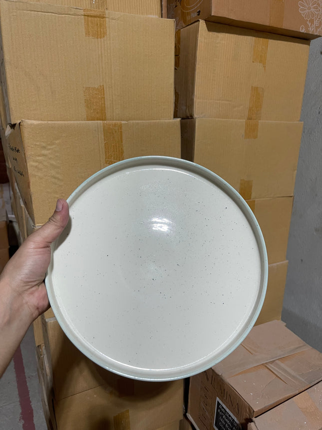 Leftover 10 inch Classic Plate ( Outer Teal Colorline Inner Shiny Off White )