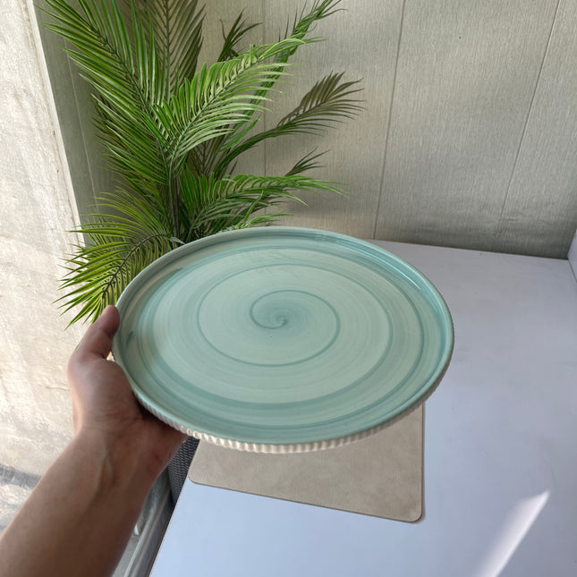Leftover 10 inch Pebble Edge Plate ( Teal Colorline with Teal Rim, NO Specks )
