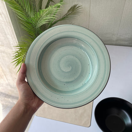 Leftover 10 inch Deep plate ( Teal Colorline with Black Rim )