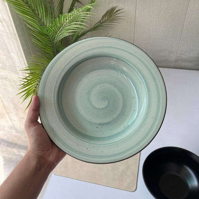 Leftover 10 inch Deep plate ( Teal Colorline with Black Rim )