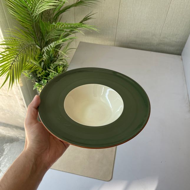 Leftover 9.5 inch Pasta Plate ( Dark Green Colorline with black rim )
