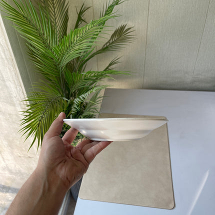Leftover 8 inch Deep Gravy Plate ( White Matte with Black Specks )