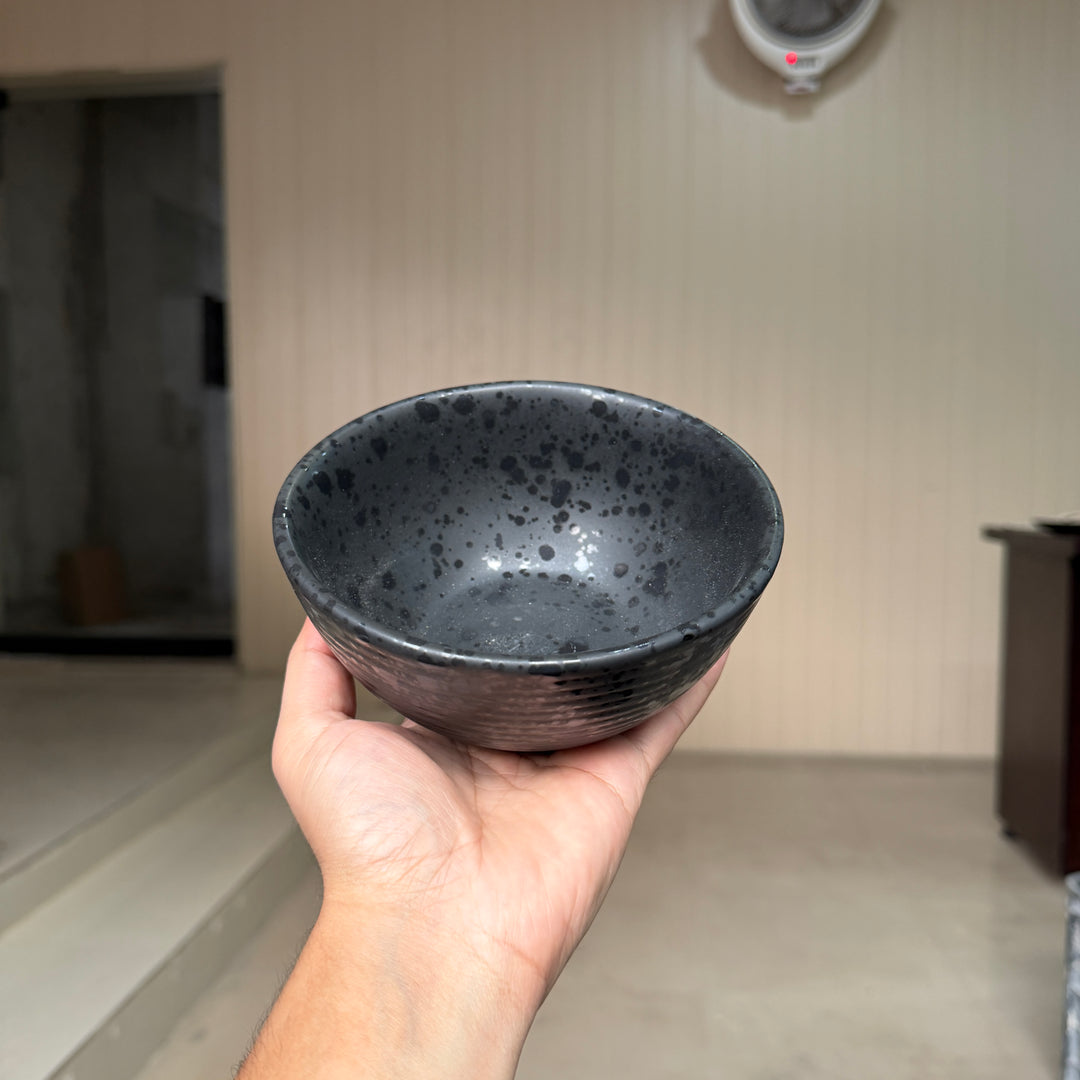Leftover 5.5 inch Ripple Bowl ( Dull black matte with glossy black specks )