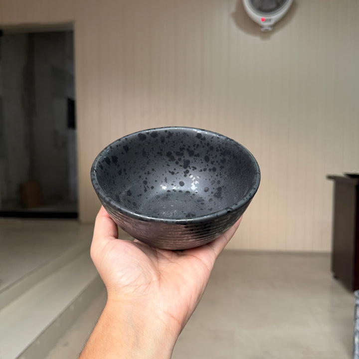 Leftover 5.5 inch Ripple Bowl ( Dull black matte with glossy black specks )