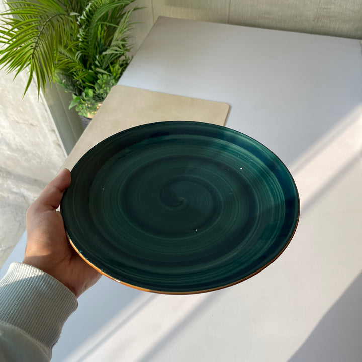 Leftover 10 inch Rimless Plate ( Peacock Green Colorline )