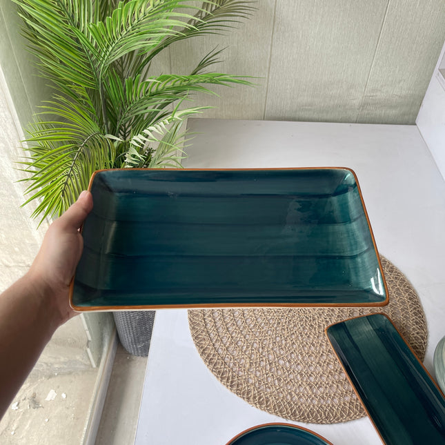 Leftover 12"x7" inch Rectangular Platter ( Peacock Green Colorline )