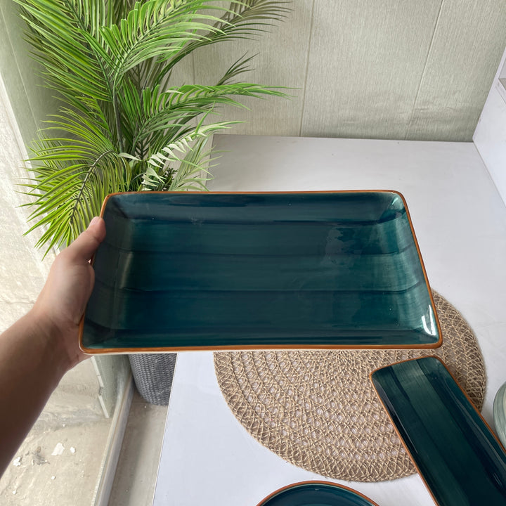 Leftover 12"x7" inch Rectangular Platter ( Peacock Green Colorline )