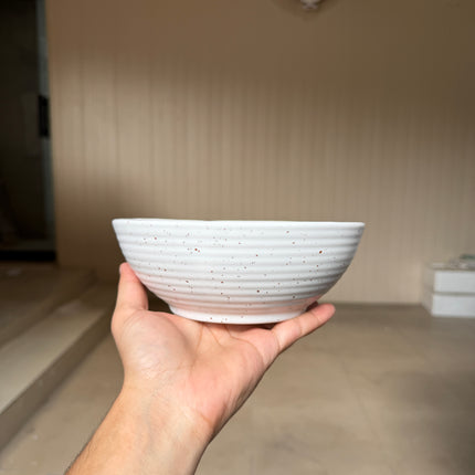 Leftover 7 inch Ripple Bowl ( White Matte with Brown Specks )