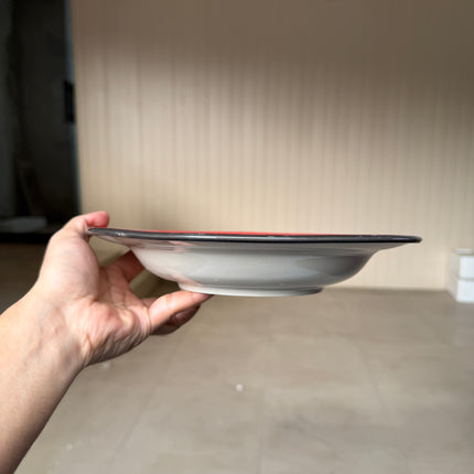 Leftover 10 inch Deep plate ( Red Colorline with black rim and black specks )