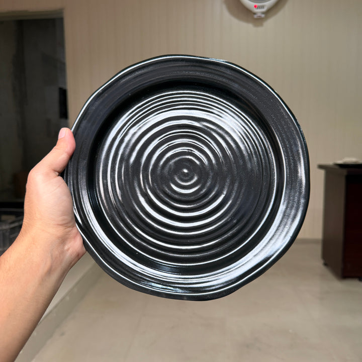 Leftover 10 inch Irregular Spiral Plate ( Textured Glossy Black )