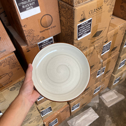 Leftover 8.5" Rimless Plate ( Grey Colorline with Brown line )