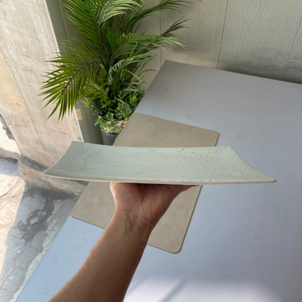 Leftover 12" x 8" Steak Platter ( White Matte with Brown Specks )
