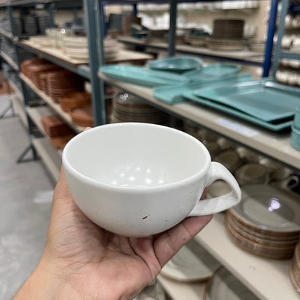 Leftover D Handle Coffee Cup Small ( White Matte with Brown Specks ) ( 270 ml )