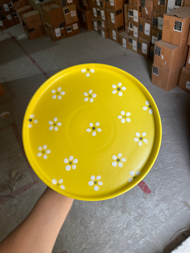 Leftover 10 inch Classic Plate ( Yellow Matte Floral )