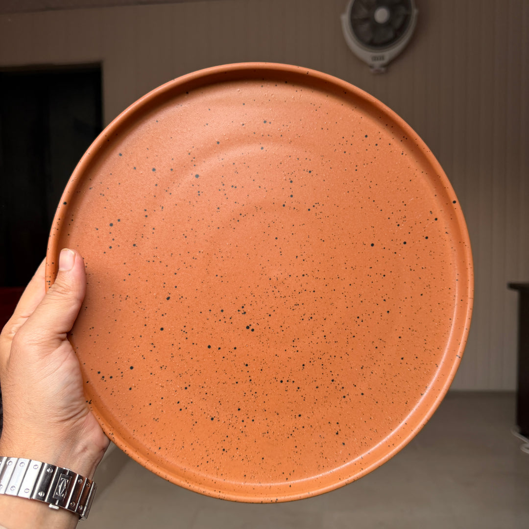 Leftover 12 inch Classic Plate ( Terracotta matte with black specks )