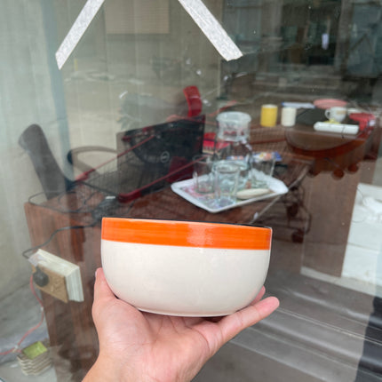 Leftover 6 inch Noodle Bowl ( Glossy Off-White with Orange Stripe )