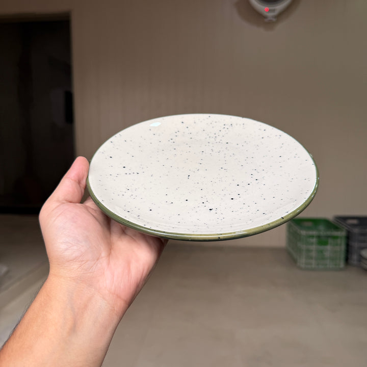 Leftover 8 inch Rimless Plate ( Outer Dark Green Colorline )