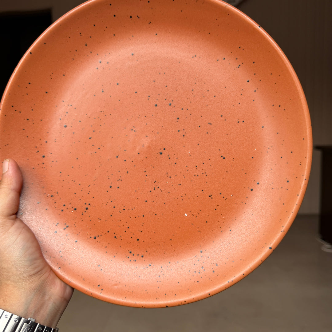 Leftover 11 inch Rimless Plate ( Terracotta matte with black specks ) ( Set of 6 )