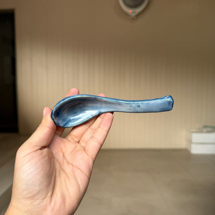 Leftover Ceramic Soup Spoon ( Cobalt Blue Colorline )
