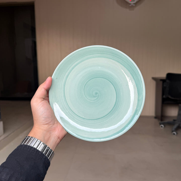 Leftover 8 inch Rimless Plate ( Breeze ) ( Teal Colorline with teal rim )  ( Set of 6 )