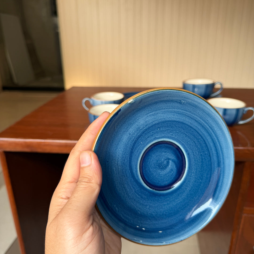 Leftover WM Cup Saucer Set ( Indigo ) 6 cups 6 saucers ( 220ml )