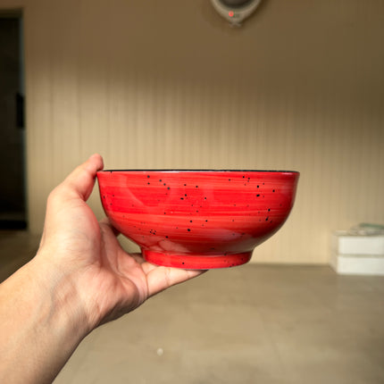 Leftover 7 inch Round Bowl ( Red Colorline with Black rim and Black Specks )
