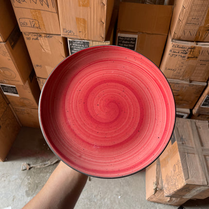 Leftover 10 inch Rimless Plate ( Red Colorline with Black Line )
