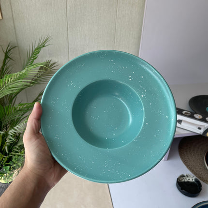 Leftover 9.5 inch Pasta Plate ( Firozi Matte with white specks )