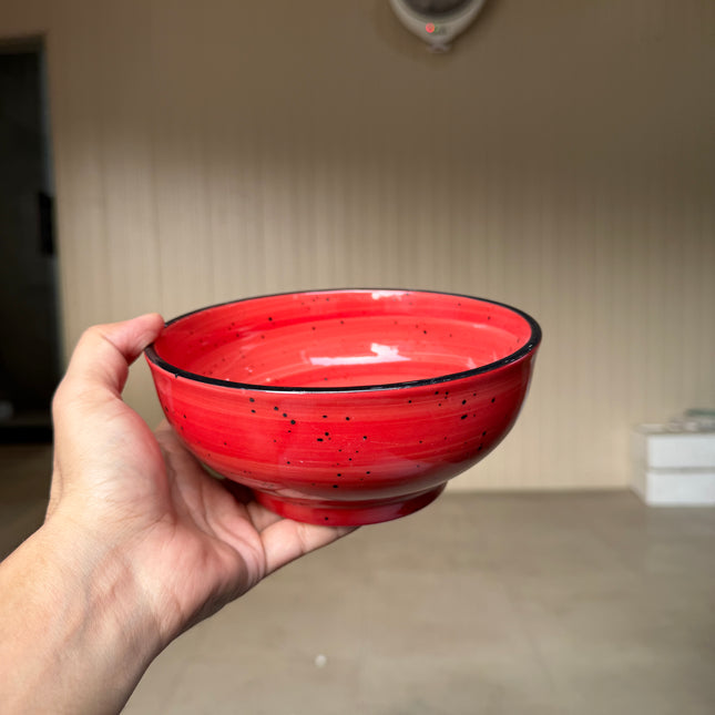 Leftover 7 inch Round Bowl ( Red Colorline with Black rim and Black Specks )