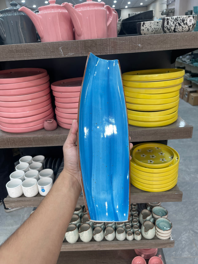 Leftover Curved Serving Platter Large (16"x5" Blue Colorline )