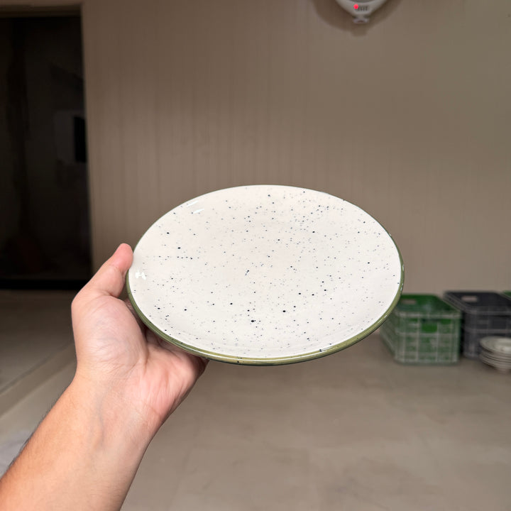 Leftover 8 inch Rimless Plate ( Outer Dark Green Colorline )