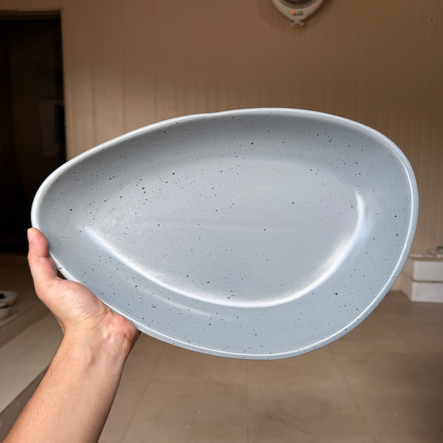Leftover 15"x 8.5" German Platter ( Grey Matte with Black Specks )