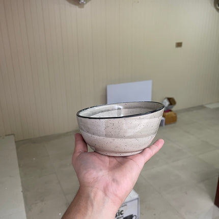 Leftover 5.5 inch Curved Cut Bowl ( Ash with black rim and black specks )