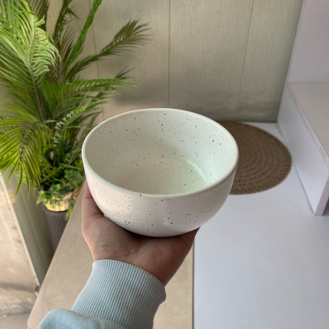 Leftover 6 inch Noodle Bowl ( White Matte with Brown Specks )