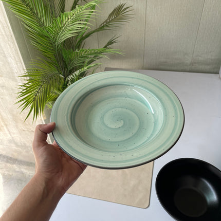 Leftover 10 inch Deep plate ( Teal Colorline with Black Rim )