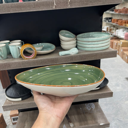 Leftover 11"x9" Triangular Platter ( Dark Green Colorline )