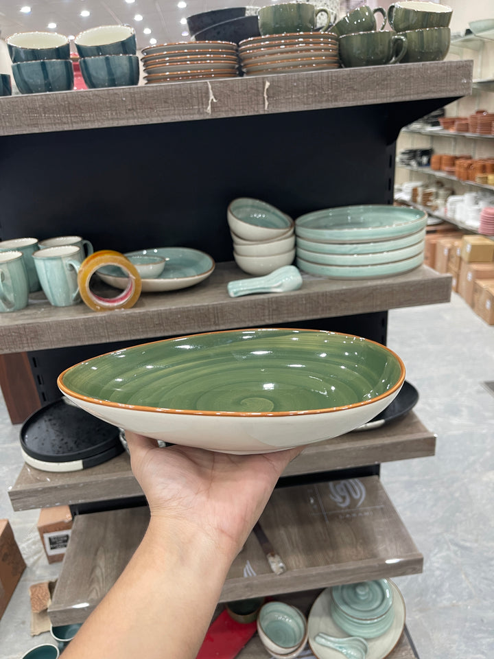 Leftover 11"x9" Triangular Platter ( Dark Green Colorline )