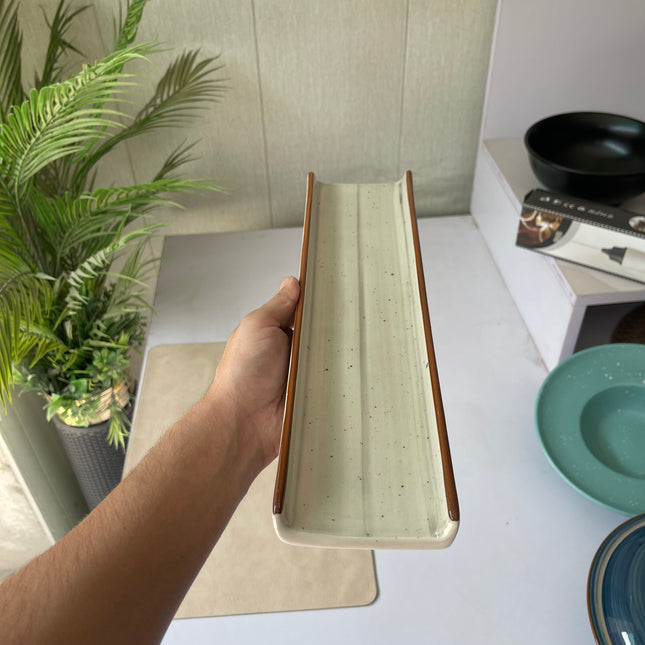 Leftover Two Border Sushi Platter 14.5"x3.5" ( Grey Colorline )