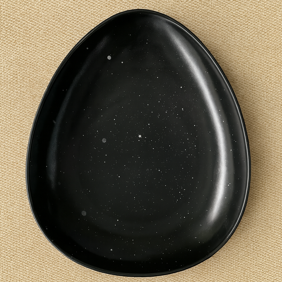 11"x9" Triangular Platter ( Black Matte with White Specks )