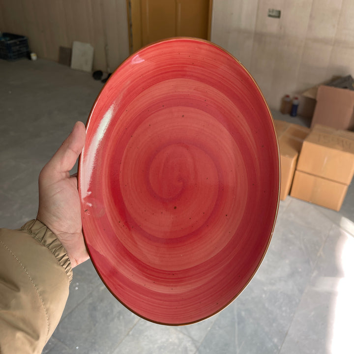 Leftover 11 inch Rimless Rice Dish ( Red Colorline )